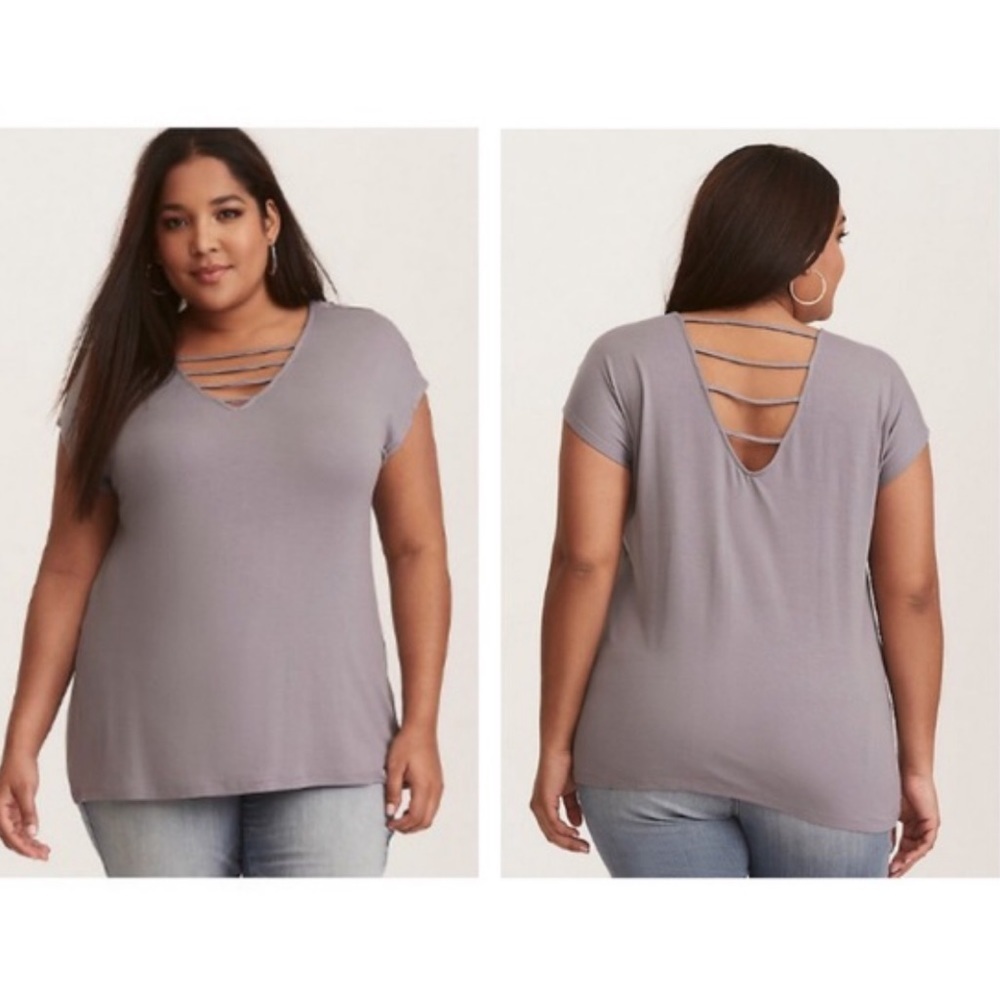 Torrid NWT Gray Lattice Dolman Sleeve Tee Size 00